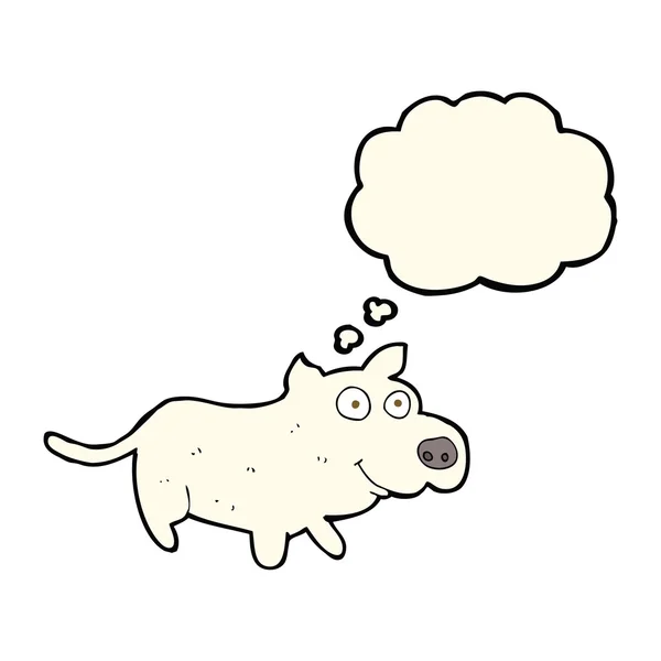 Desenho animado pequeno cão feliz com bolha de pensamento —  Vetores de Stock