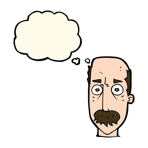 思考バブルのある口ひげの漫画家 — ストックベクタ