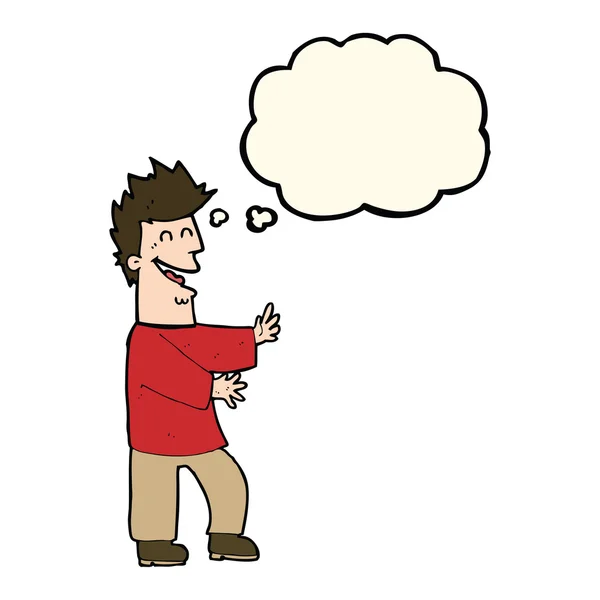 Karikatur lachender Mann mit Gedankenblase — Stockvektor