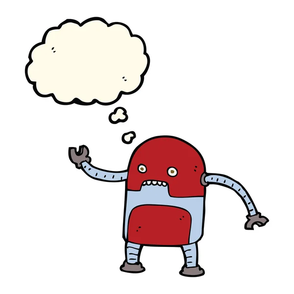 Смешной мультяшный робот с мыльным пузырем — стоковый вектор