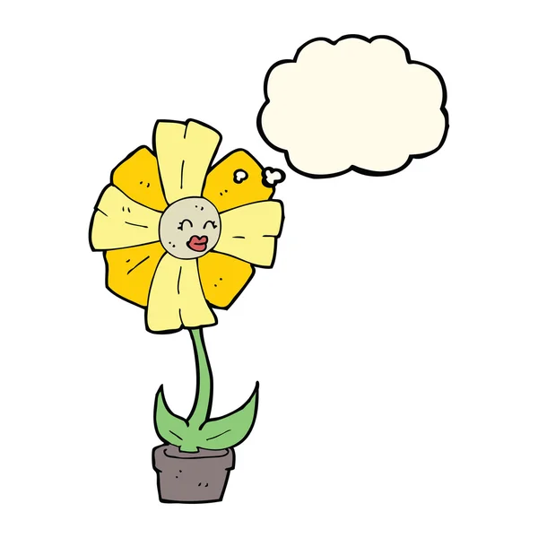Cartoon flower with thought bubble — Stock Vector