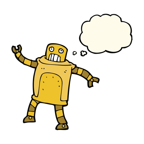 Cartoon robot met gedachte zeepbel — Stockvector