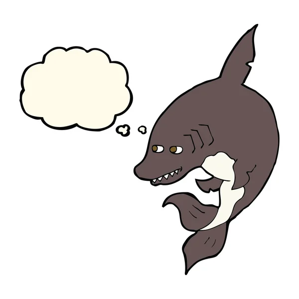 思考バブルの面白いマンガサメ — ストックベクタ