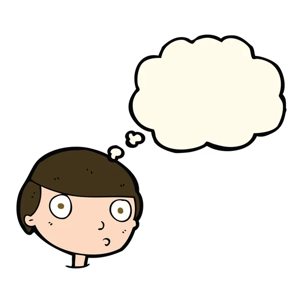 Cartoon boy staring with thought bubble — Stock Vector