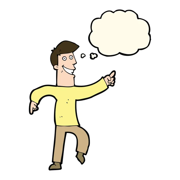 Cartoon grijnzende man met gedachte zeepbel — Stockvector