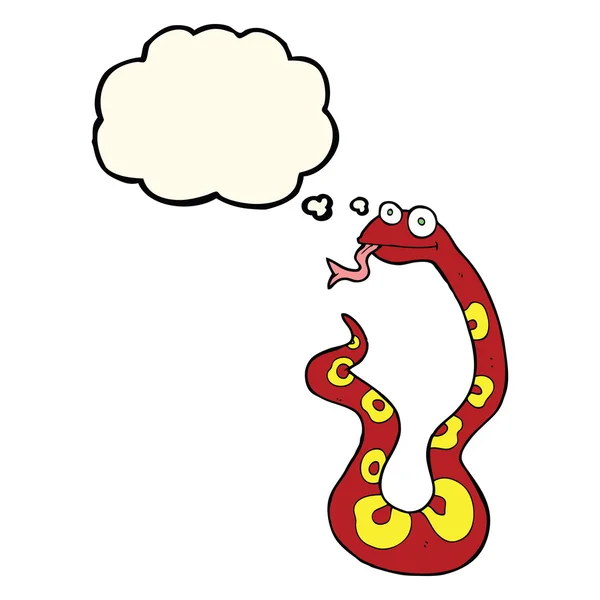 Cartoon snake with thought bubble — Stock Vector