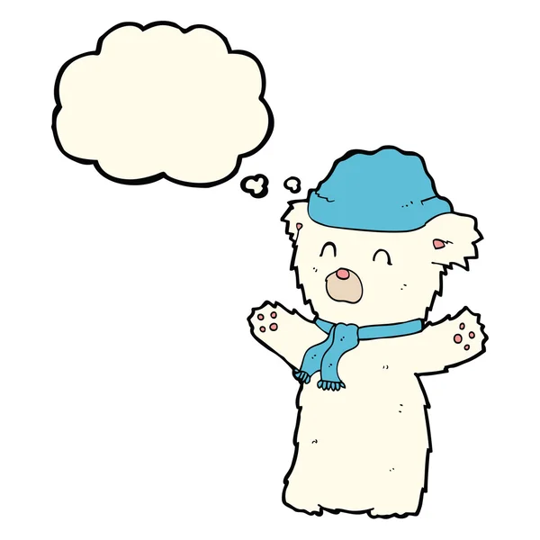 Cartoon cute polar bear with thought bubble — Stock Vector