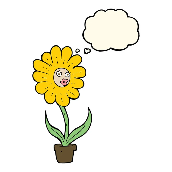 Cartoon flower with thought bubble — Stock Vector