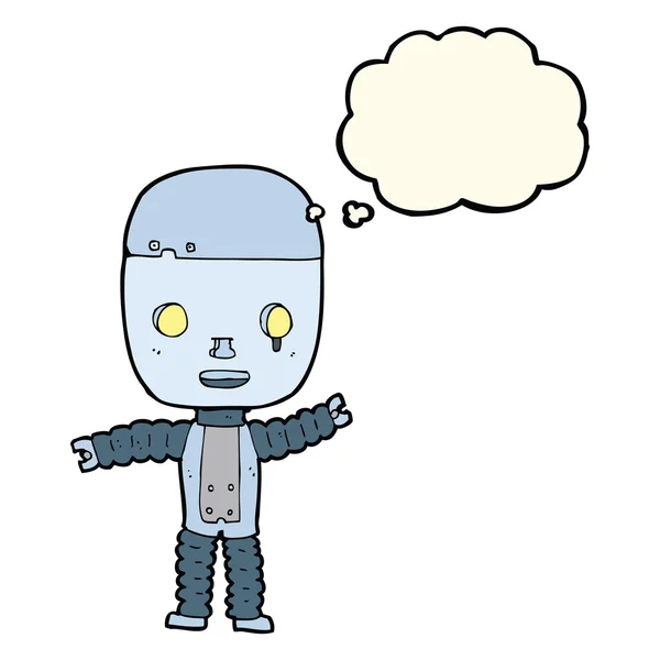 Robot de dibujos animados con burbuja de pensamiento — Vector de stock