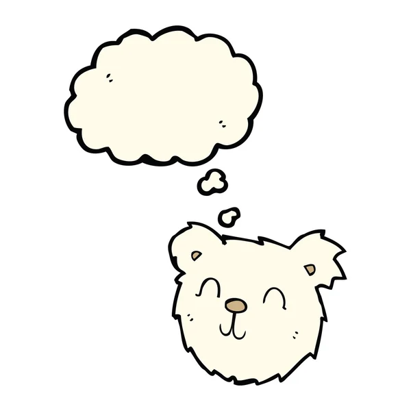 Мультяшний щасливий білий ведмідь обличчя з мисленням бульбашки — стоковий вектор