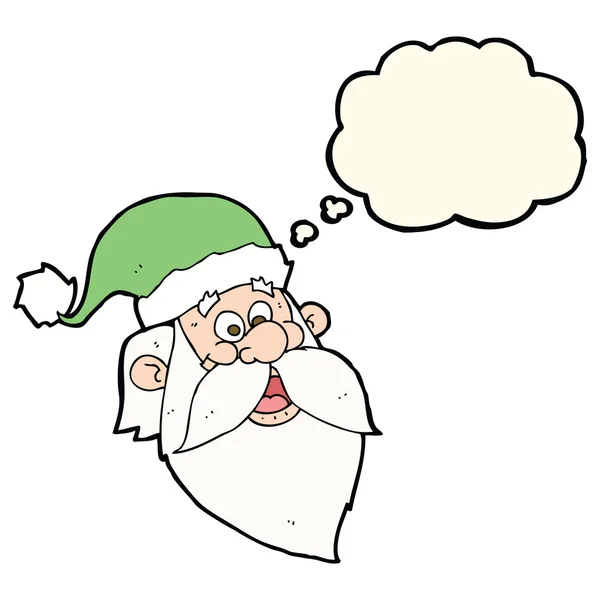 Cartoon jolly santa claus face with thought bubble — Stock Vector