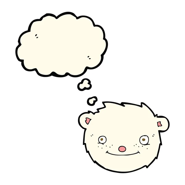 Мультяшна голова білого ведмедя з мисленням бульбашки — стоковий вектор