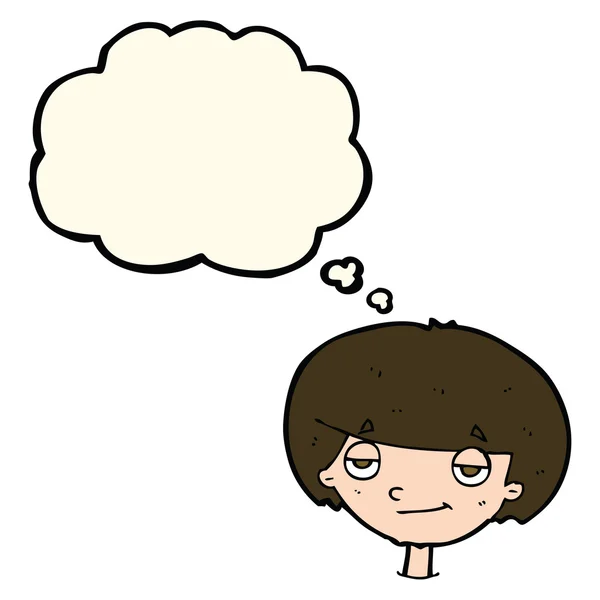 Καρτούν αυτάρεσκο αγόρι με φούσκα σκέψης — Διανυσματικό Αρχείο