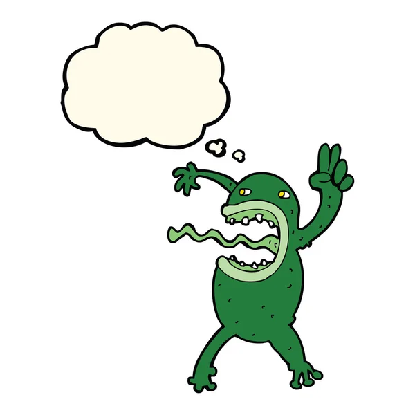 Karikatur verrückter Frosch mit Gedankenblase — Stockvektor