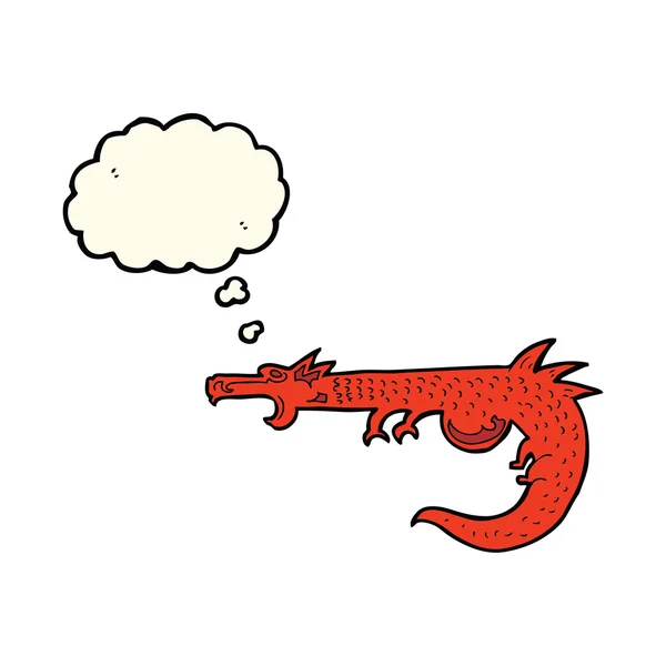 Dibujos animados dragón medieval con burbuja de pensamiento — Archivo Imágenes Vectoriales