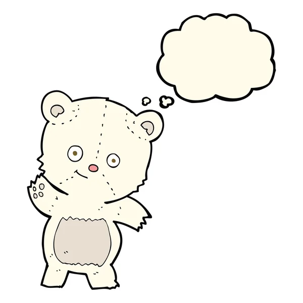 Lindo oso polar de dibujos animados con burbuja de pensamiento — Vector de stock