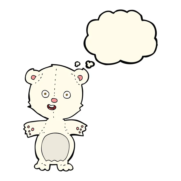 विचार बुलबुला के साथ प्यारा ध्रुवीय भालू कार्टून — स्टॉक वेक्टर