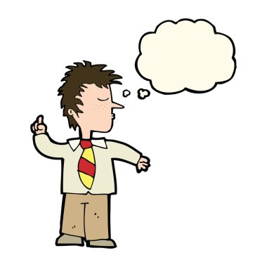 Çizgi film adamı düşünce baloncuğuyla ne demek istediğini anlatıyor.