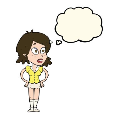 el HIPS düşünce balonu ile kadınla çizgi film