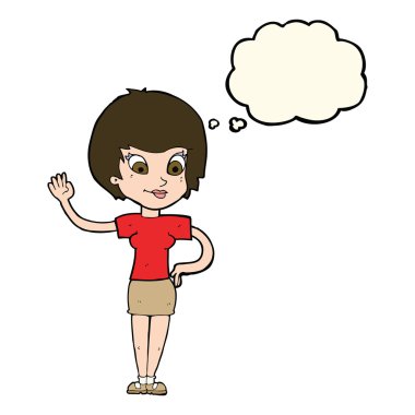 düşünce balonu ile sallayarak çizgi film kadın