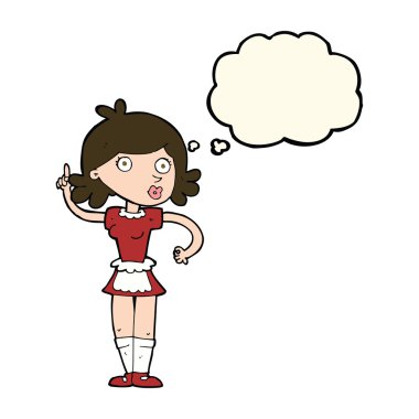 Düşünce baloncuğu olan bir kız.