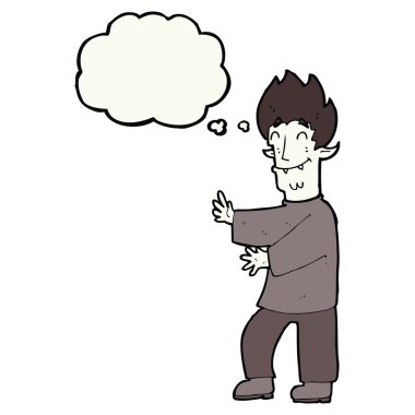 Düşünce baloncuğu ile heyecanlı vampir çizgi filmi