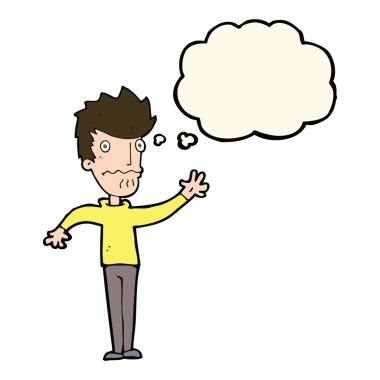 Düşünce baloncuğuyla uzanan endişeli bir adam.