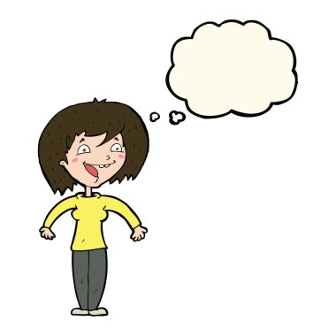 çizgi film heyecanlı kadın düşünce balonu ile