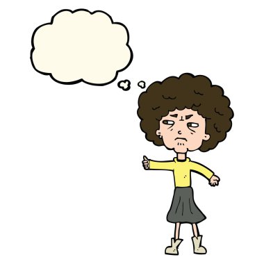 Çizgi film yaşlı kadını düşünce baloncuğuyla sinirlendirdi.