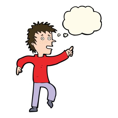 çizgi film mutlu adam düşünce baloncuğu ile işaret