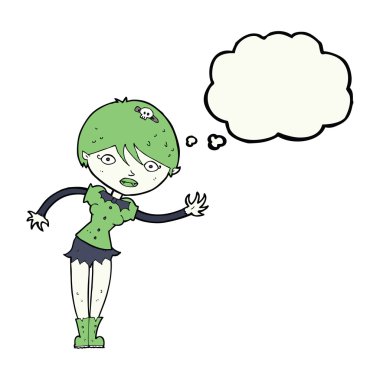 Düşünce baloncuğu olan vampir kız.