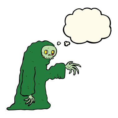 Düşünce baloncuklu tuhaf cadılar bayramı kostümü.