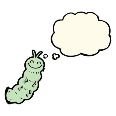 Düşünce baloncuklu çizgi film tırtılı