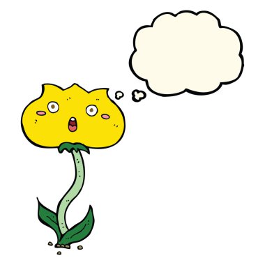 çizgi film düşünce baloncuğuyla şoke olmuş çiçek