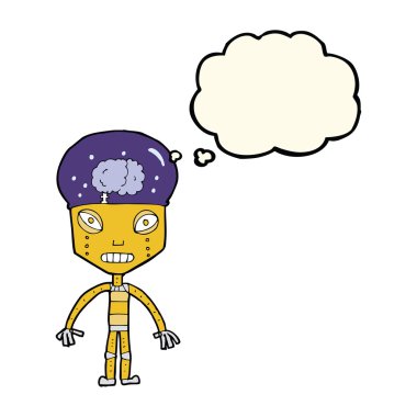 çizgi film garip robot düşünce balonu ile