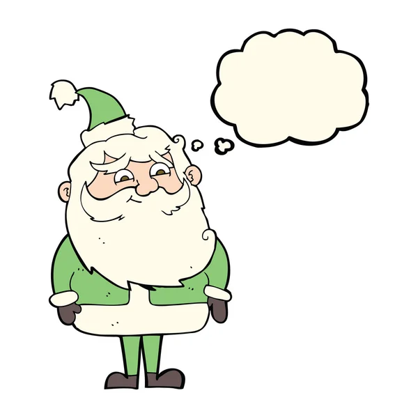 Cartoon santa claus met gedachte zeepbel — Stockvector