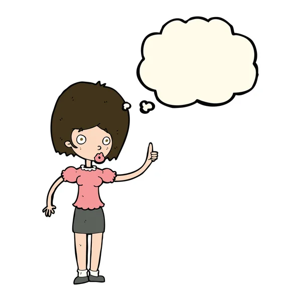 Cartoon Frau mit Idee mit Gedankenblase — Stockvektor
