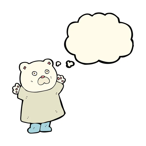 Divertente cartone animato orso polare con bolla di pensiero — Vettoriale Stock