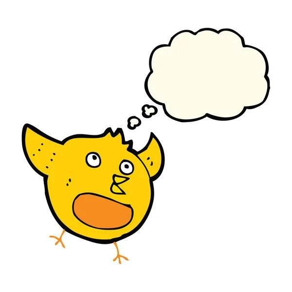 Desenho animado pássaro feliz com bolha de pensamento — Vetor de Stock