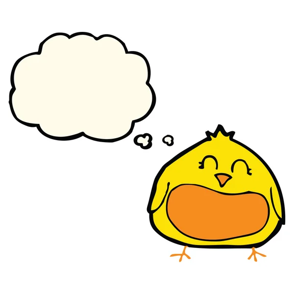 Dessin animé gros oiseau avec bulle de pensée — Image vectorielle