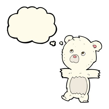 Düşünce baloncuklu şirin kutup ayısı çizgi filmi