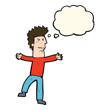 Çizgi film adamı düşünce baloncuğu ile strese soktu