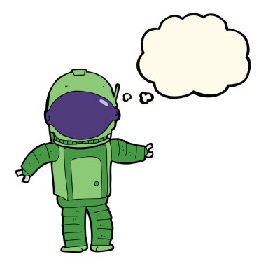 Düşünce balonu olan bir astronot.