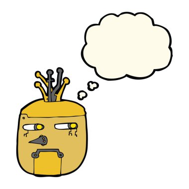Düşünce baloncuklu robot kafası