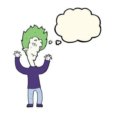 Düşünce baloncuğu olan vampir adam.