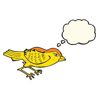 Düşünce baloncuklu çizgi film kuşu