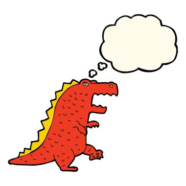 Düşünce baloncuklu karikatür dinozor