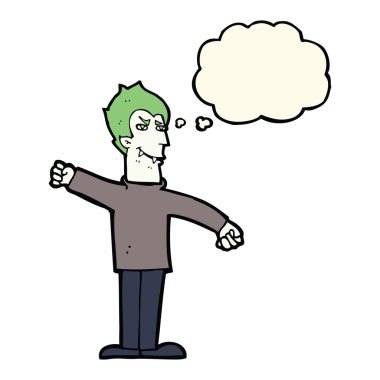 Düşünce baloncuğu olan vampir adam.