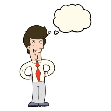 çizgi film mutlu adam düşünce baloncuğu ile