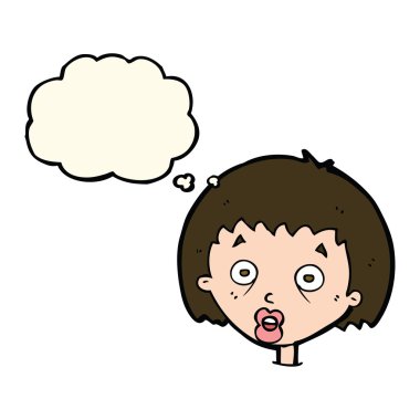 düşünce balonu ile şok kadın karikatür